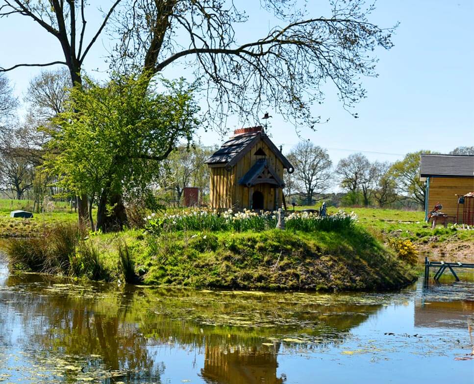 A pond at Flaxton Meadows caravan and camping site