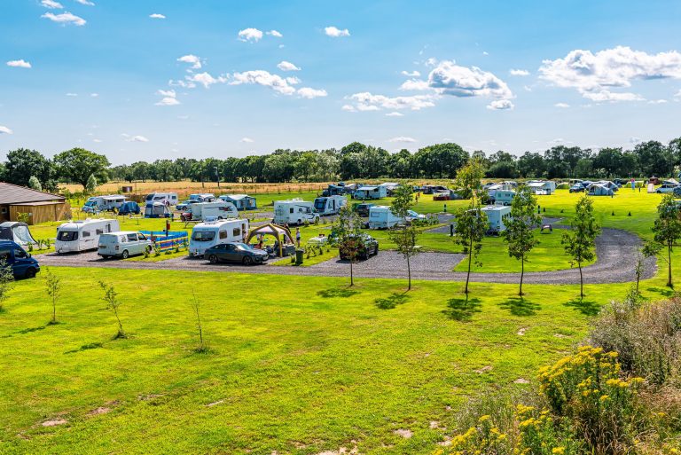 Touring caravan site at Flaxton Meadows