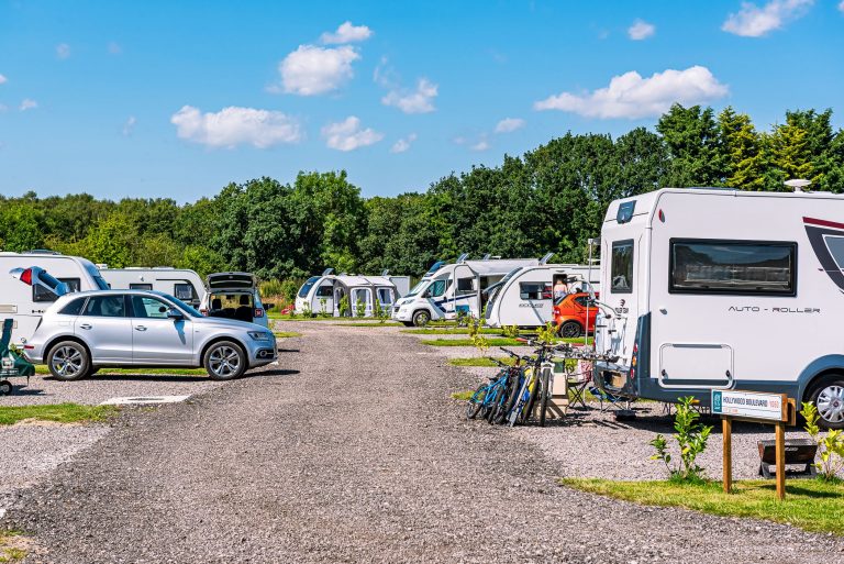 Touring caravan pitches at Flaxton Meadows