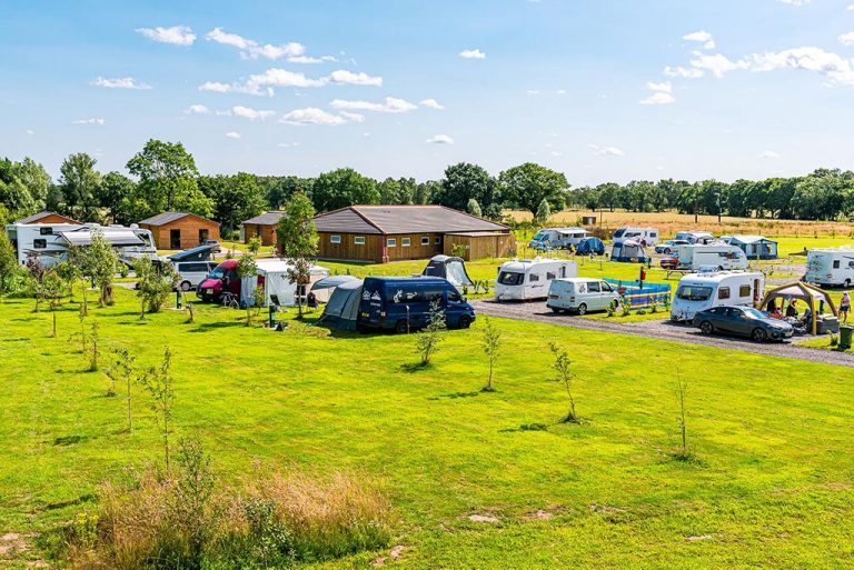 Touring caravan site at Flaxton Meadows